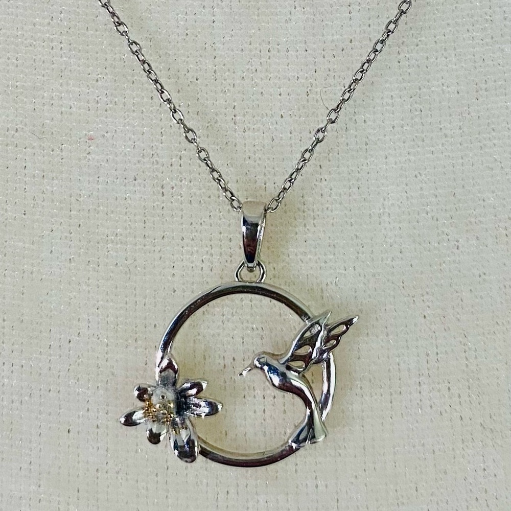 Silver Hummingbird Pendant Necklace